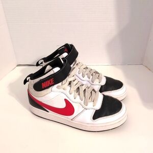 Nike Court Borough Mid 2 High-Top Sneakers in Red, Black,‎ and White Size 5Y